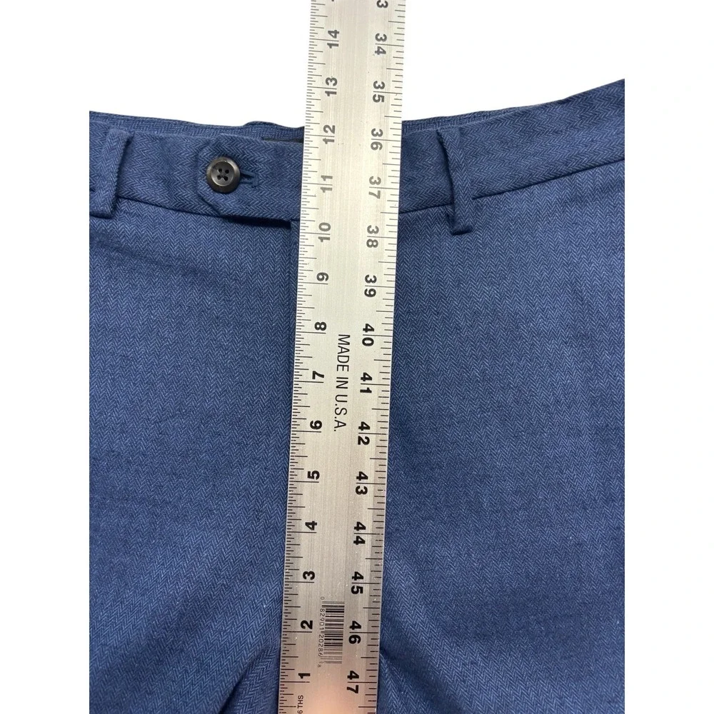 Banana Republic 30x30 Navy Blue Herringbone Linen Cotton Pants Trousers Tailored
